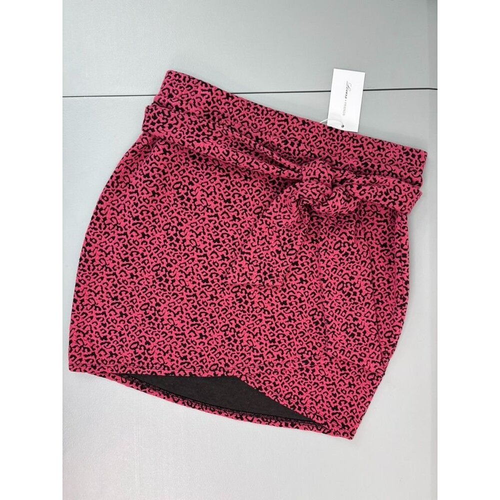 Lover's + Friends women's XL pink animal print knit fitted mini skirt NWT